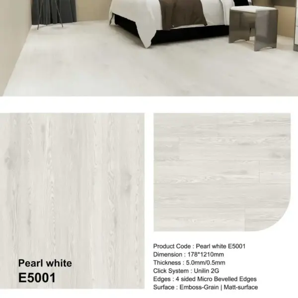 Pearl white E5001 Premium Vinyl Flooring - Image 4