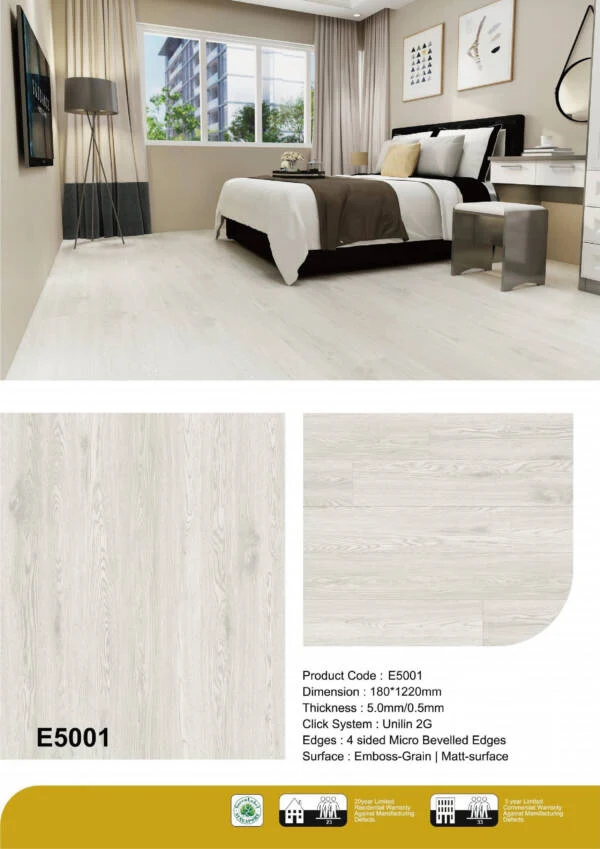Pearl White E5001 Premium Vinyl Flooring
